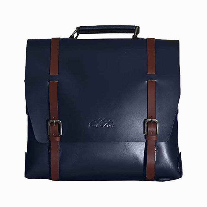 Royal Blue Full Grain Leather Messenger Briefcase Perfect for