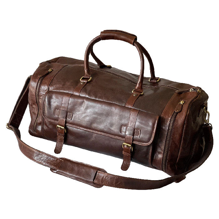 Full Grain Leather Duffle Bag for Men Travel Bag Honey Brown