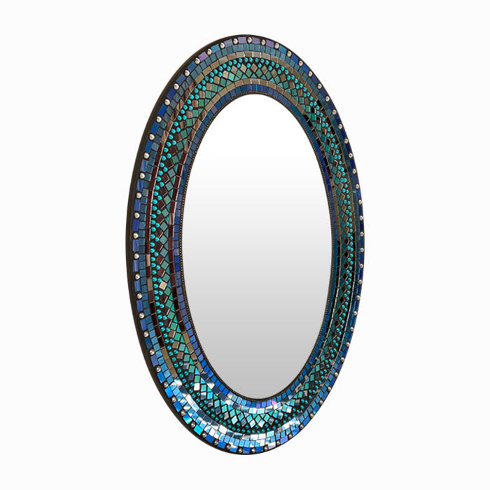 2 x 1.5 inch Mini Oval Glass Mirrors Bulk 24 Pieces Mosaic Mirror