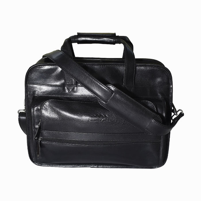 Home Gift Warehouse leather laptop bag in black color for unisex