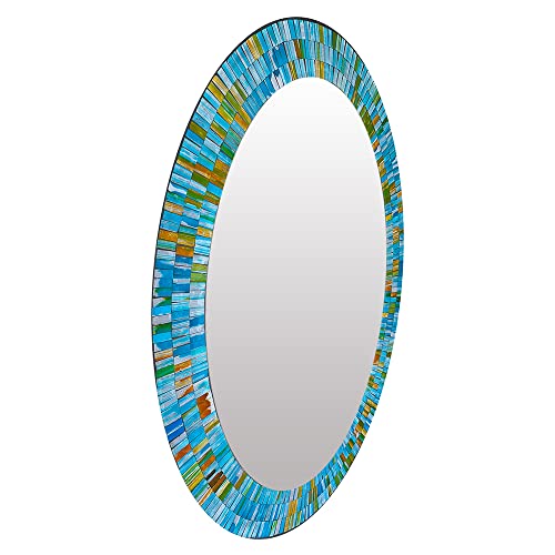 rainbow oval mosaic mirror