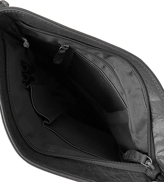 Full Grain Leather 11.5 Inch Crossbody Bag for Men Messenger Bag for Women Vintage Satchel for Travel Tote Bag for Daily Use for Unisex Black by Emitt Luce